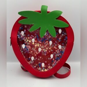 Red Strawberry Glitter Shaker Transparent Mini Adjustable Backpack
